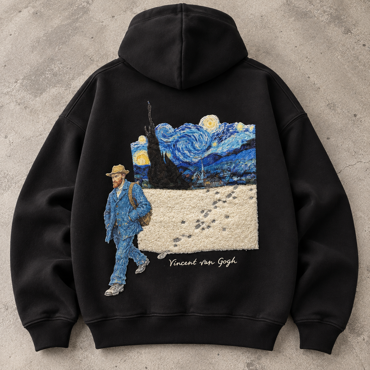 Van Gogh Night Walk Siyah Hoodie