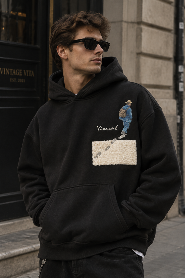 Van Gogh Night Walk Siyah Hoodie