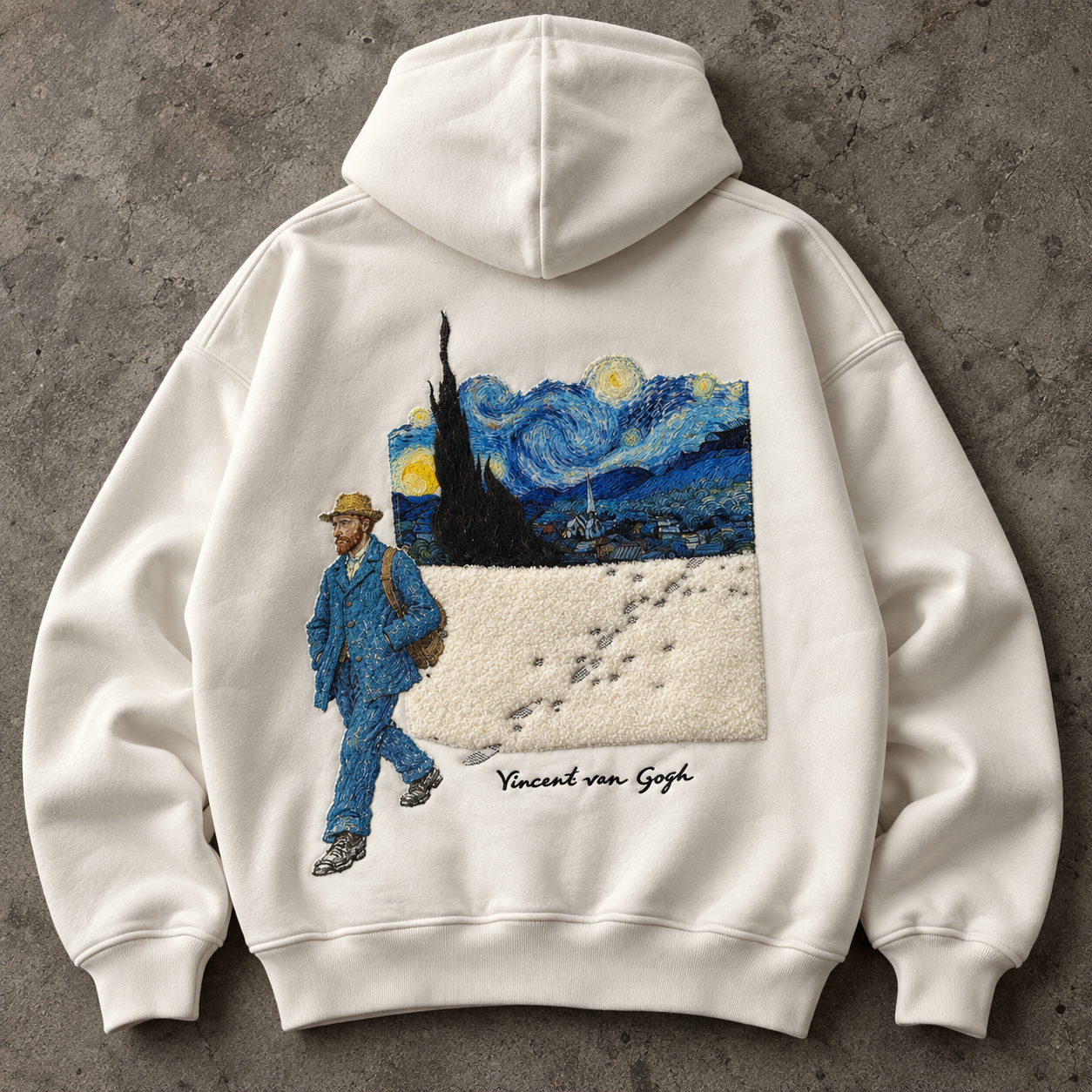 Van Gogh Night Walk Beyaz Hoodie