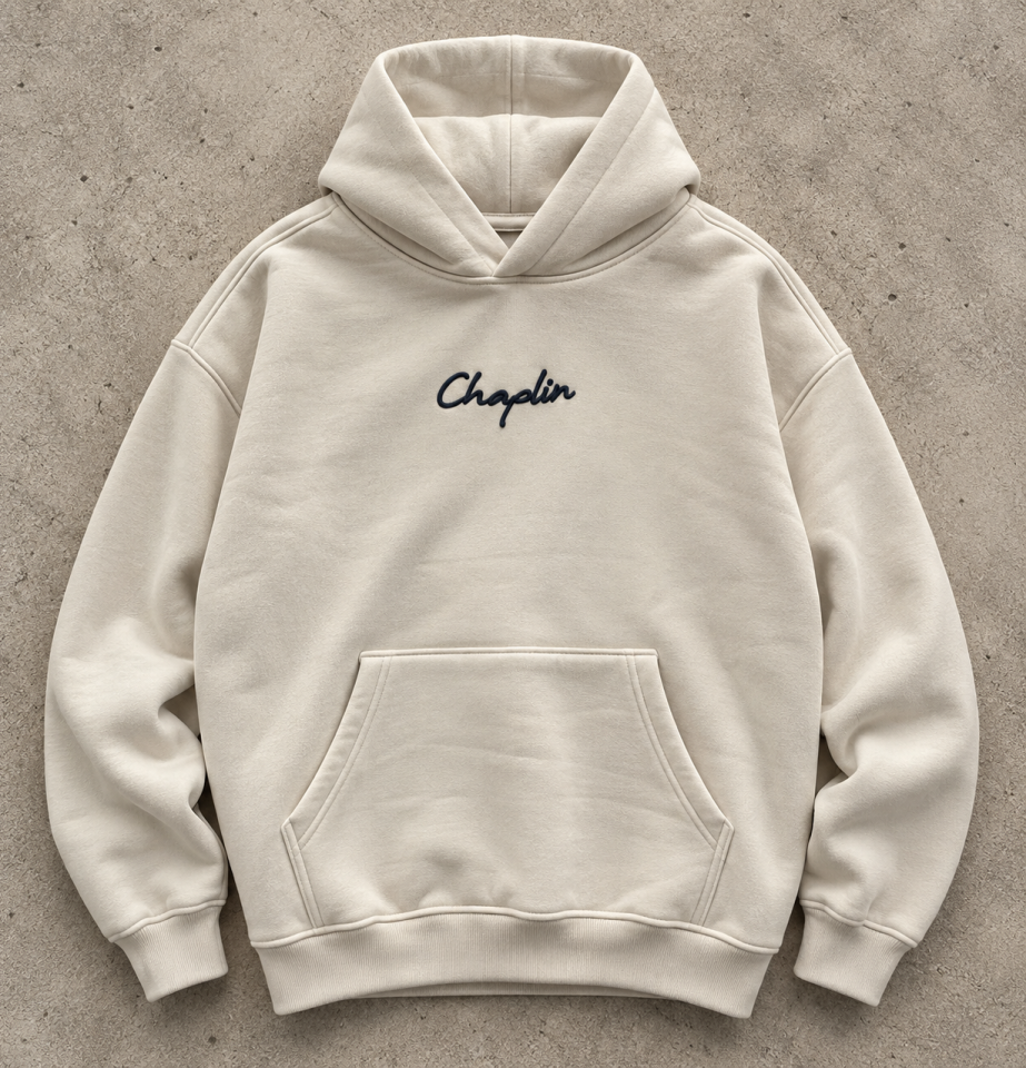 Charlie Chaplin Tasarım Krem Hoodie