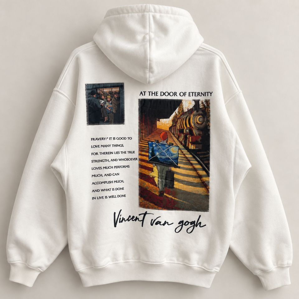 Van Gogh Art Patch Beyaz Hoodie