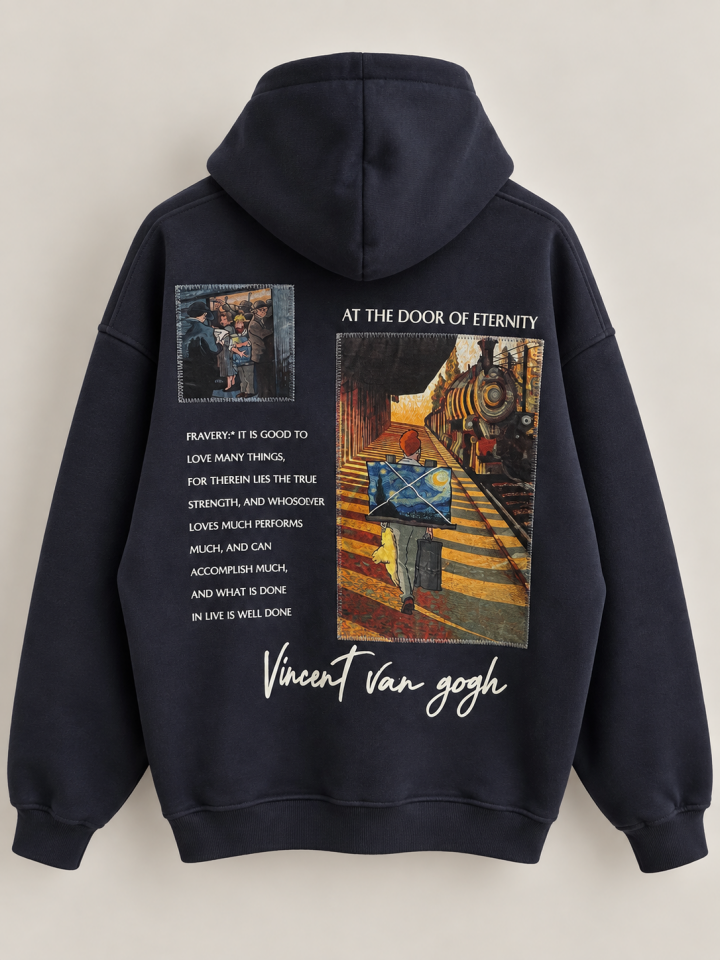Van Gogh Art Patch Lacivert Hoodie
