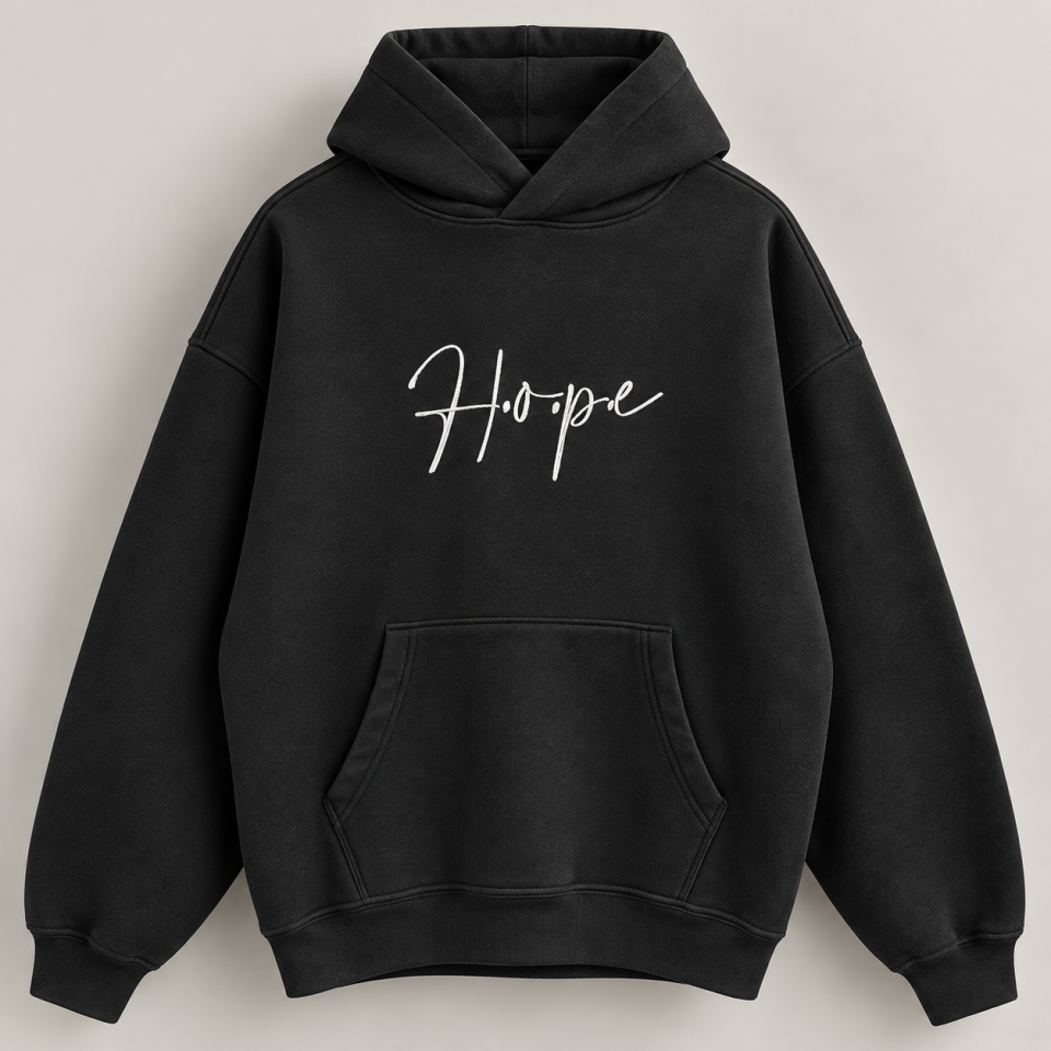 Hope Etnik Desen Siyah Hoodie
