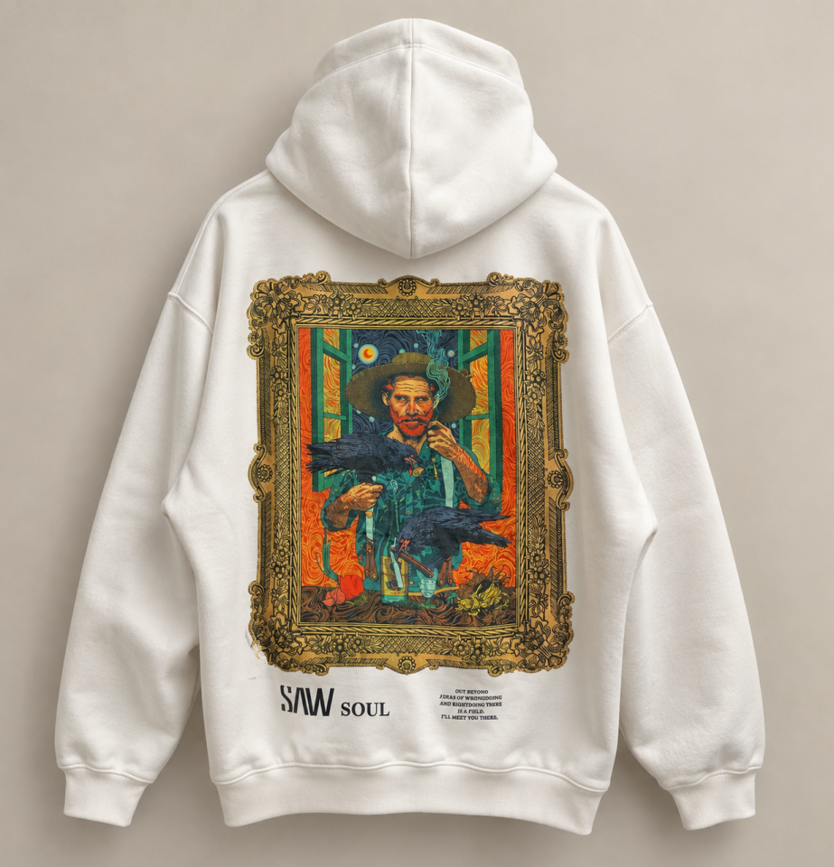 Van Gogh Tablo Detay Beyaz Hoodie