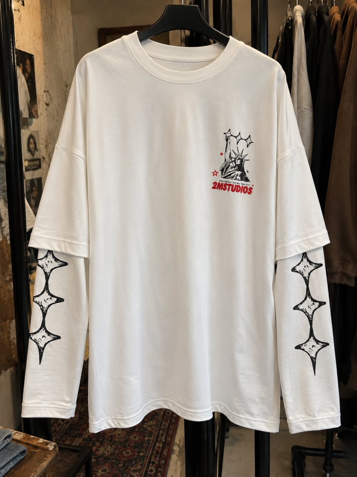 Özgürlük Anıtı Detay Katmanlı Uzun Kol Sweatshirt