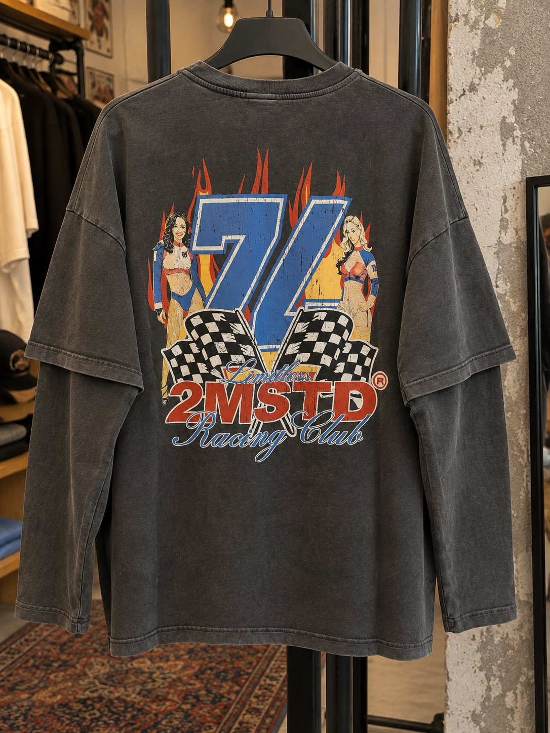 Retro Racing Club Katmanlı Uzun Kol Sweatshirt