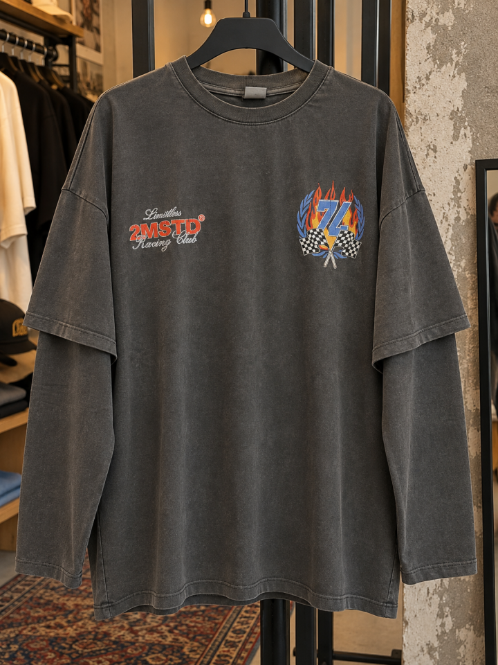 Retro Racing Club Katmanlı Uzun Kol Sweatshirt