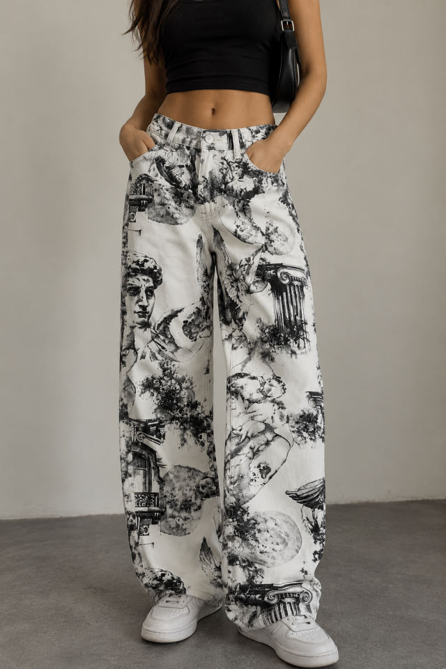 Mitolojik Motifli Davud Baggy Pantolon
