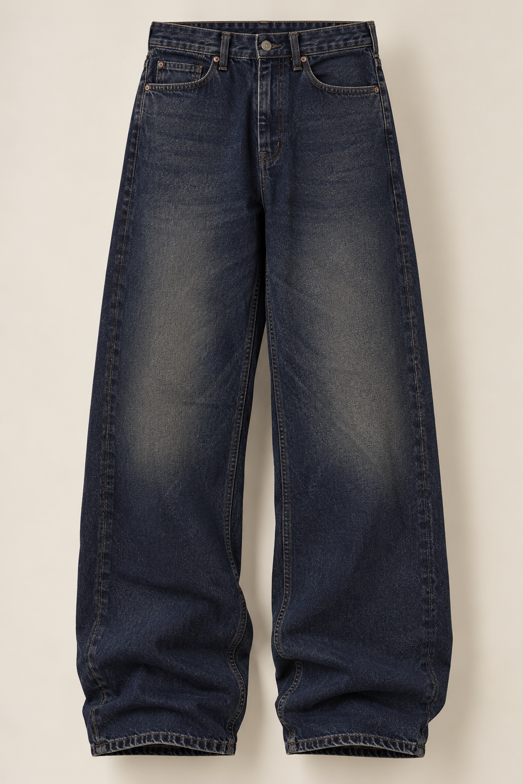 Eskitme Detay Koyu Baggy Pantolon