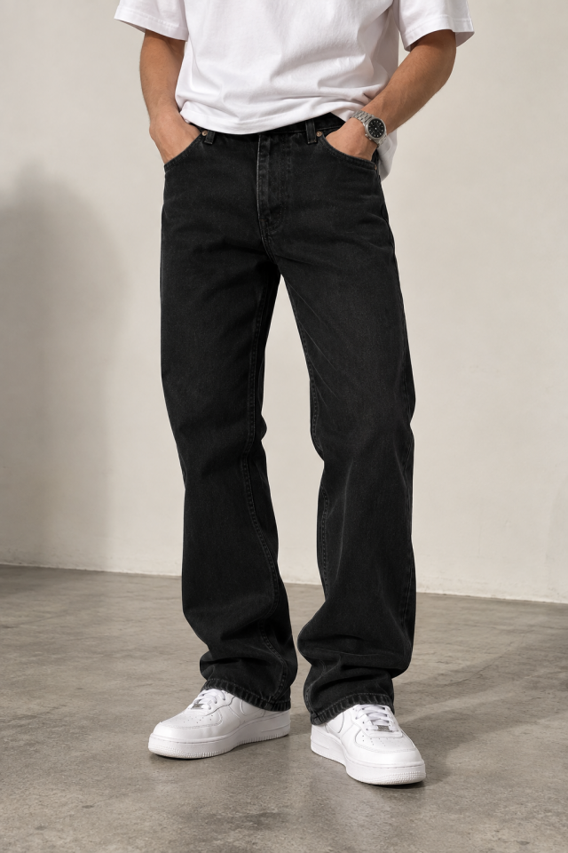 Siyah Loose Fit Jean